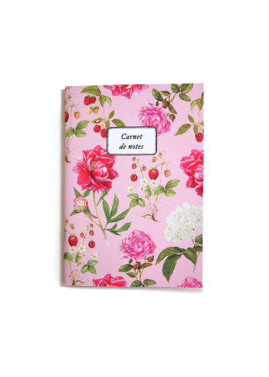 Carnet botanique à fleurs rose