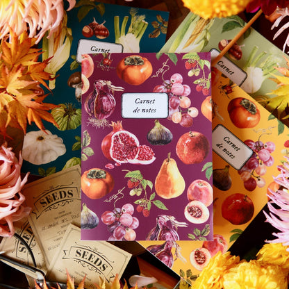 Carnet botanique fruits bordeaux